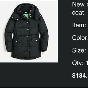 Black J Crew Puffer Coat